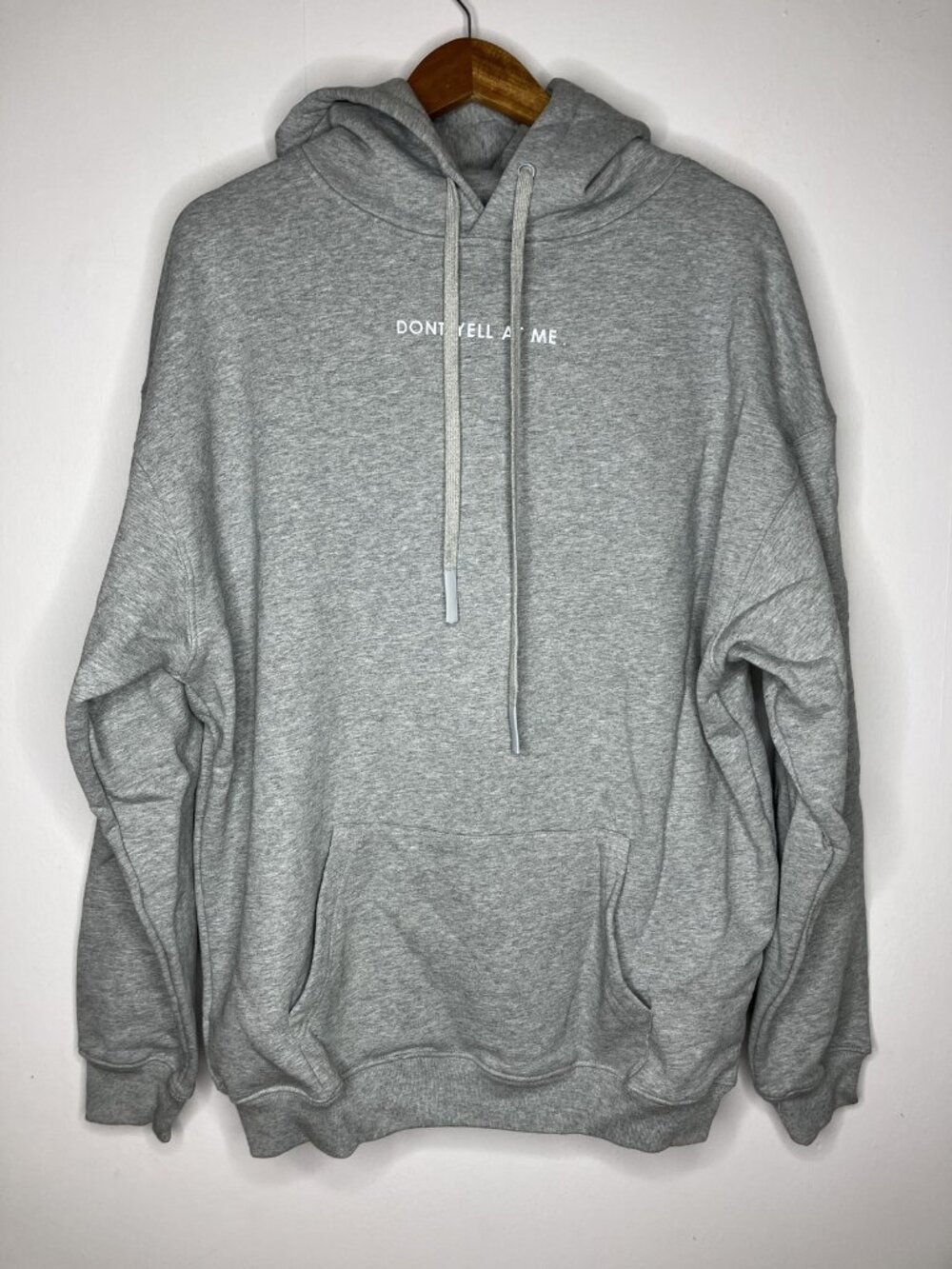 DON'T YELL AT ME Gray Boba Restaurant Hoodie Men's Medium Pullover Oversized